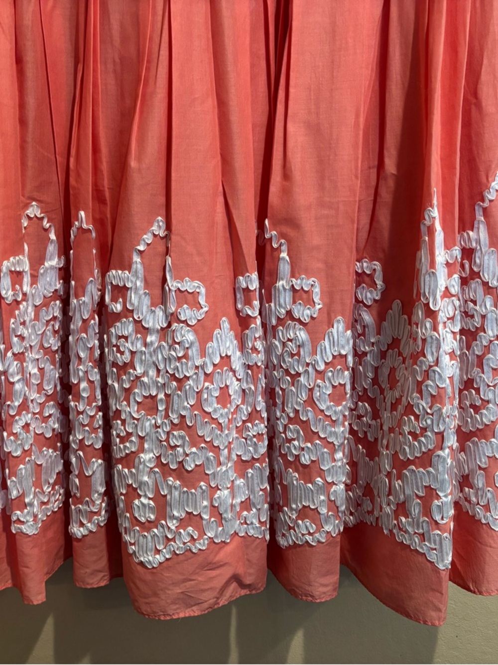 Coral V-neck Midi Formal Dress, w/ White Satin-like Detailing, Size 18W - Picture 8 of 10